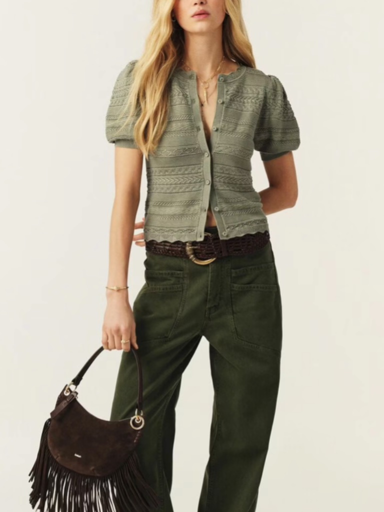 Ba&Sh Vinat Green Cardigan